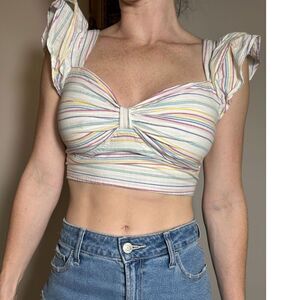 Anthropologie Maeve Rainbow Festival Crop Top Size XS